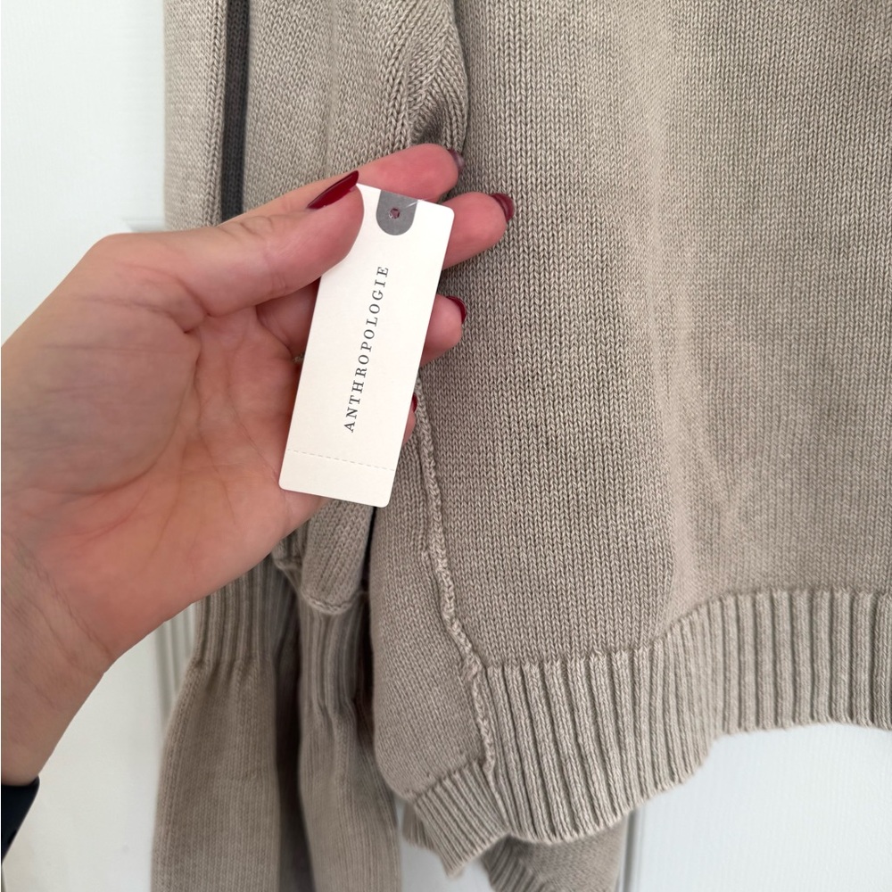 Anthropologie Pilcro Bell Sleeve Open Front Hood Sweater Band Sleeve Tan XL - Picture 6 of 10